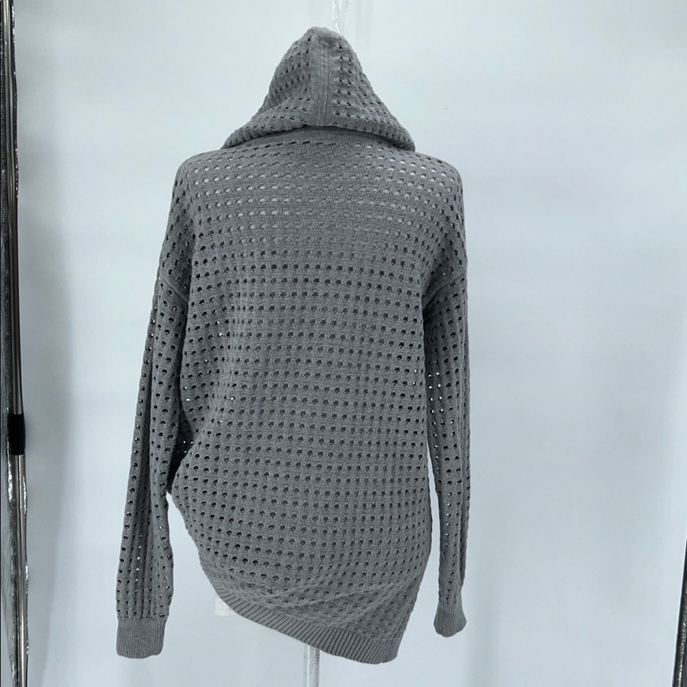 Worth New York Gray Open Knit Hoodie Sweater Cotton Cashmere Small - Picture 6 of 11